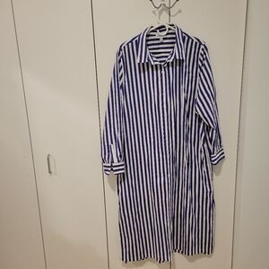 Steve Madden Blue and White Striped Unisex Shirt